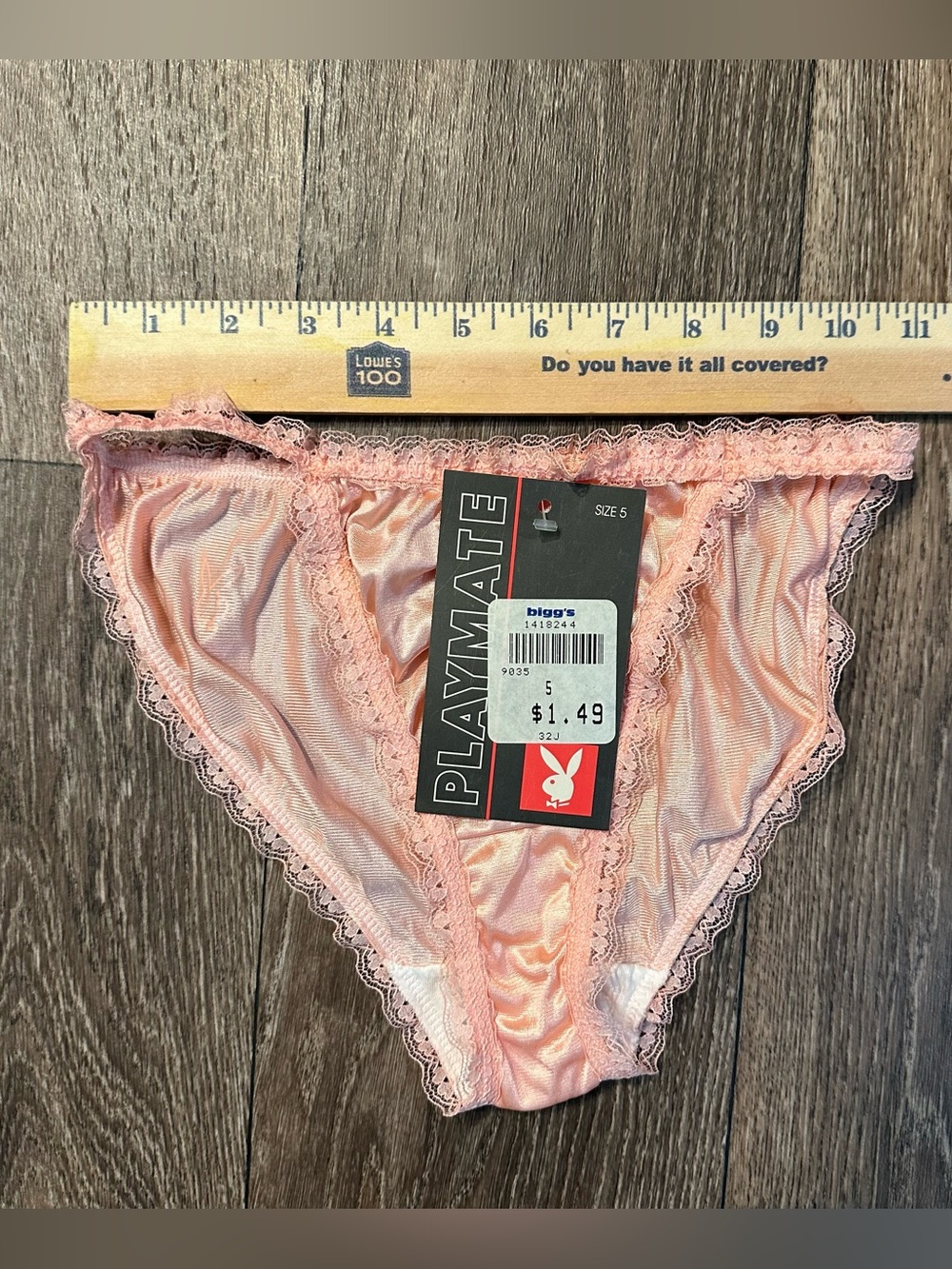 90s Y2K soft pink lace trim playboy playmate bikini cut panties Sz 5 - Picture 4 of 6